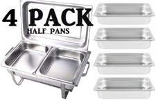 HALF INSERTS ONLY 4 PACK 2 1/2" Deep Stainless Steel Chafing Dish Chafer Pan