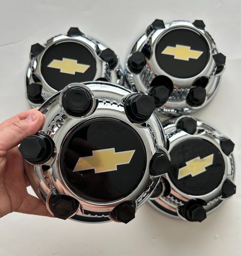 1pcs Black with Chrome Wheel Center Cap for Chevy Truck 16" 17" 6 LUG - Picture 2 of 3