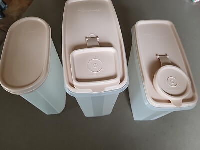 Tupperware Trio Pantry Containers, Organize pantry, cereal, pasta, etc. pink lid