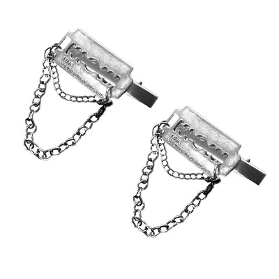 2PCS Halloween Metal Skull Hair Clips Retro Cross Hairpin with Tassel Punk Cl...