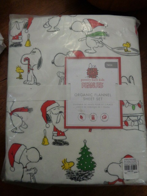 New Pottery Barn Kids Organic Flannel Peanuts SNOOPY Christmas TWIN Sheet Set! New Pottery Barn Kids Organic Flannel Peanuts SNOOPY Christmas TWIN Sheet Set!