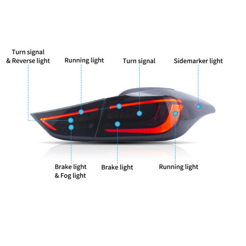 4Pcs Smoke LED Tail Lights For Hyundai Elantra 2011-2016 Smoke w/Sequential Turn - Picture 5 of 16