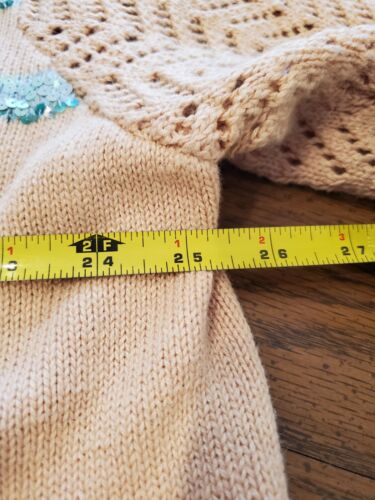 Vintage Bilderbuch Strick Strickjacke Kinder am Strand Pailletten - Bild 7 von 9