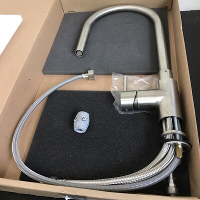 High Arc Single Hole Pull Down Faucet. Polished Nickel.  H8