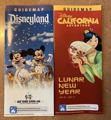 Disneyland & California Adventure Lunar New Year Mickey Ears 2019 Guide Map set 