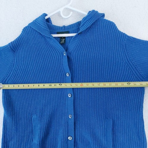 Lauren Ralph Lauren Ribbed Hooded Blue Cardigan Women's Sz XL - Picture 9 of 16