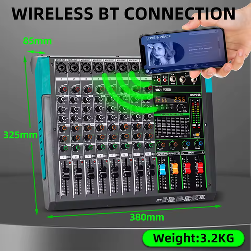 Professional Audio Mixer Depusheng MG8 8 256 DSP Channel Sound Board DJ Mixer UK - Picture 6 of 6