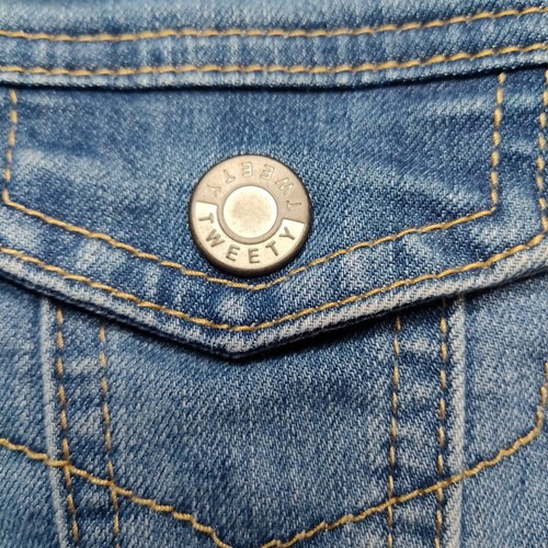 Looney Tunes TWEETY BIRD Girls XS 4/5 THATS ALL FOLKS Blue Denim Jean Jacket NEW - Picture 11 of 14