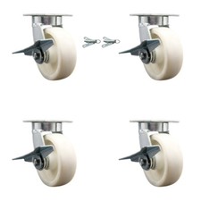 6 Inch KP Nylon Caster Set with Ball Bearings 4 Brakes 2 Swivel Locks SCC
