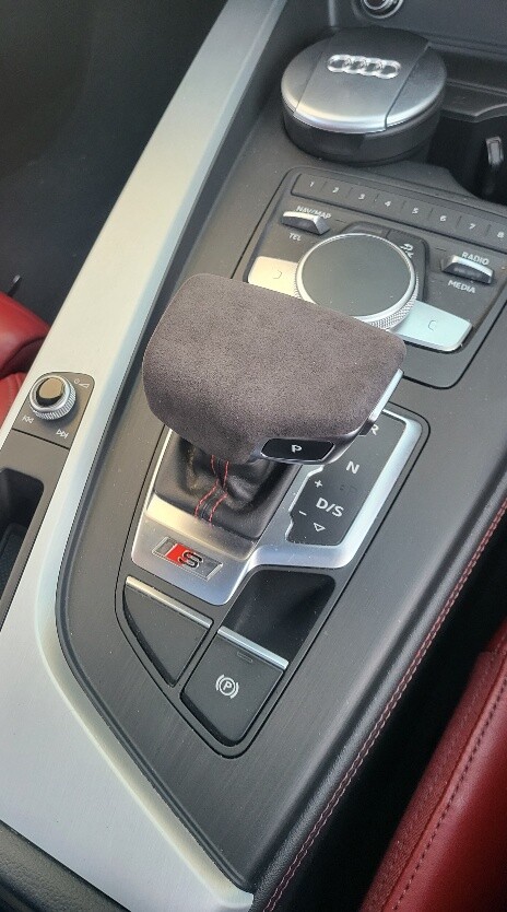 Alcantara Gear Shift Knob Cover Black Grey Fits Audi A4 A5 B9 S4 RS5 S5 B9 RHD