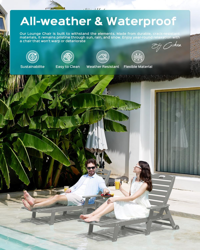 Lounge Chair Outdoor, Oversized Chaise Lounge Chair with 5 Positions, HDPE, Pati - Picture 8 of 8