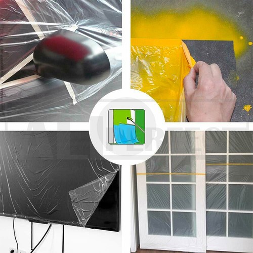 20m x 270cm 6Rolls Painting Masking Film Sheet Pre-Taped Plastic Drop Paint Tape - Picture 5 of 13