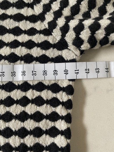 Anna Thomas Womens Silk Wool Cardigan - Size S - Black White DIamond Stripe Knit - Picture 5 of 7