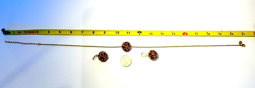 KJL Kenneth J Lane Kristall Kugel Halskette Set Ohrhänger Rubin Rot Amethyst - Bild 14 von 15