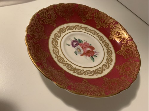 Vintage Paragon Floating Rose Saucer Plate Magenta Gold Floating A72 RARE! - Picture 11 of 12