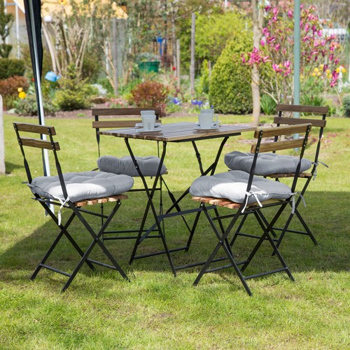 Relaxdays Stuhlkissen 4er Set, bequeme Sitzkissen mit Schleife, Sitzpolster - Bild 5 von 6