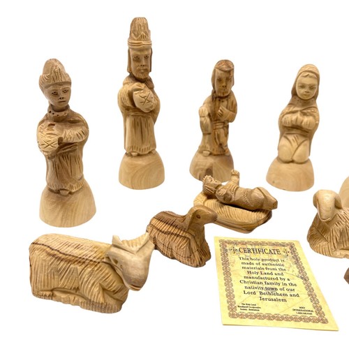 Belén madera de olivo Navidad conjunto de Natividad de Israel Tierra Santa NUEVO 11 piezas NUEVO - Imagen 3 de 5