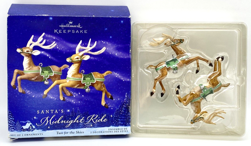 2005 Hallmark Keepsake Ornament Santa's Midnight Ride Two For The Skies Green