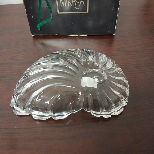 Mikasa Nautilus Sea Shell Candy Dish Lead Crystal Glass W. Germany With Box - Picture 4 of 4