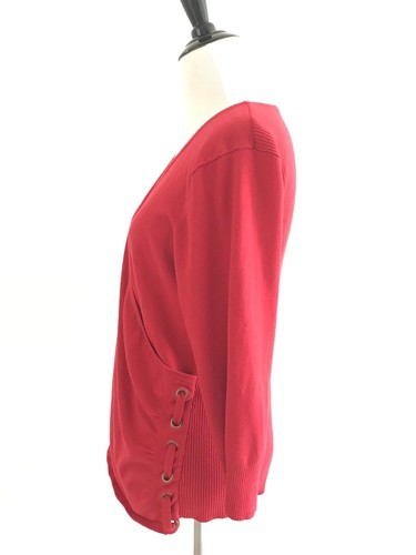 Cable & Gauge Womens Size M Red Wrap Sweater Double Breasted Top Stretch - Picture 4 of 7