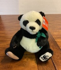 Gund World Wildlife Fund WWF Panda Bear Plush 8 Holding Bamboo 25th Anniversary