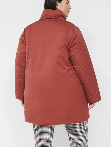 Lane Bryant Brownie Bite schwerer gefütterter Mantel mit Kapuze Kunstfell abnehmbare Kapuze 26/28 - Bild 6 von 9