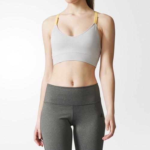 Adidas Womens Grey Climalite Strappy Running Sports Bra Support Top Adidas Womens Grey Climalite Strappy Running Sports Bra Support Top