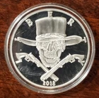 2018 Gunslinger Proof Silver Round American Western Skulls