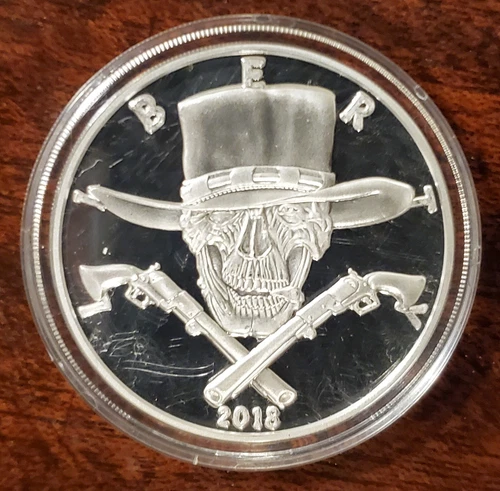 2018 Gunslinger Proof Silver Round American Western Skulls