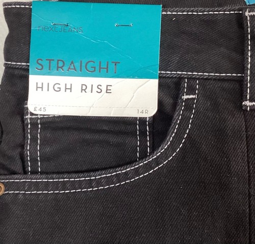 BNWT Ladies Next STRAIGHT HIGH RISE Black Jeans Size 14 R (434J) - Picture 5 of 9