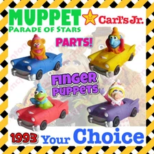 Carl's Jr. 1993 MUPPET PARADE OF STARS Finger Puppet MUPPETS Car YOUR Toy CHOICE