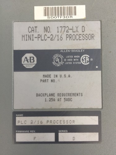 ALLEN BRADLEY 1772-LX D MINI-PLC-2/16 PROZESSOR 1.25A 5VDC SER D FIRMWARE REV F - Bild 2 von 7
