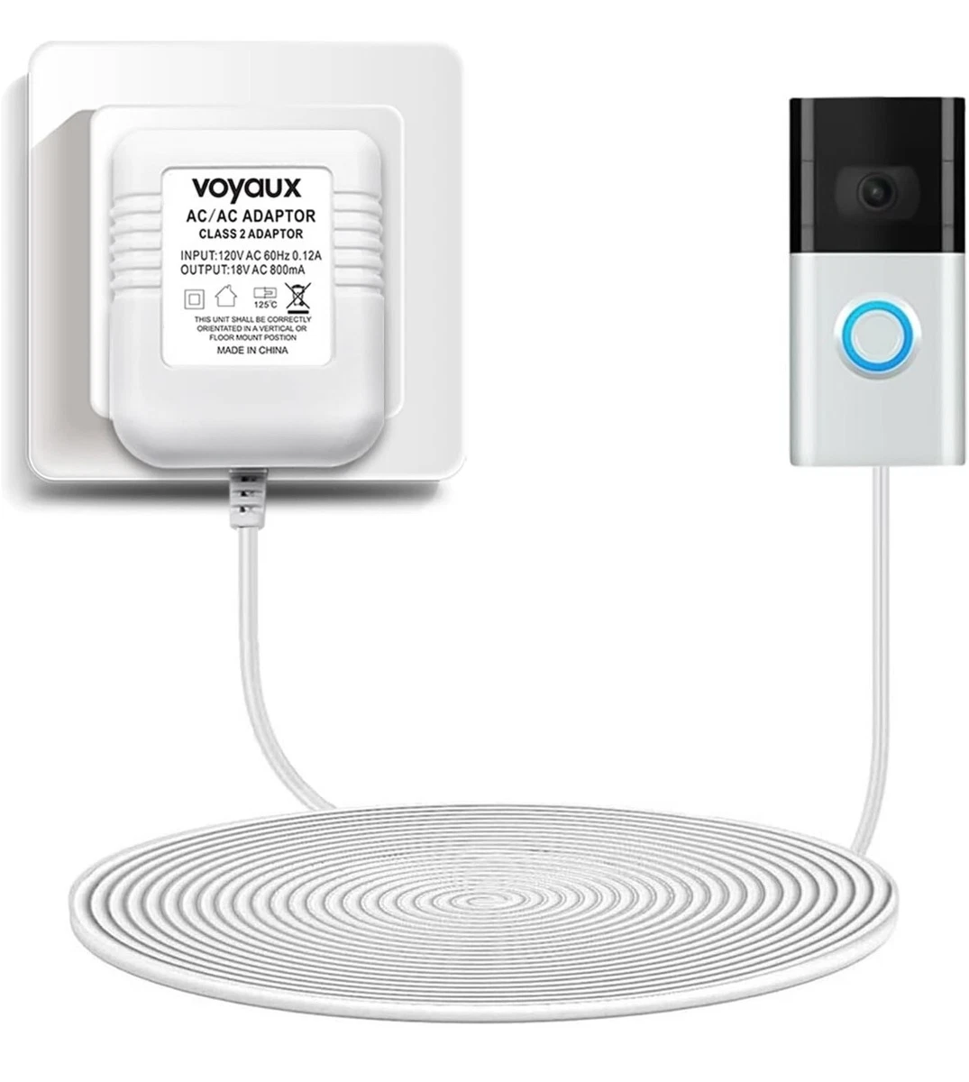 Voyaux Power Supply Adapter For Ring Video Doorbell PRO 2 AC 18V 