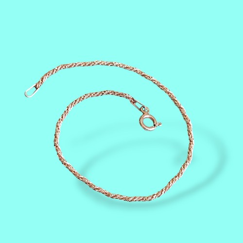 Vintage zierliches einfaches Seil Kette Armband signiert Italien Sterlingsilber 925 7 Zoll