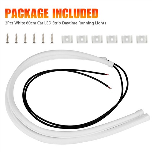 2x 60cm White Flexible Car LED DRL Tube Daytime Running Strip Light Headlight - Picture 6 of 9