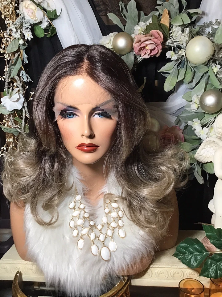 Красивый 20» Flip, черный Ombré блондинка, 4» глубокий кружевной деталь, ухо-ухо кружева спереди парик - Изображение 3 из 4