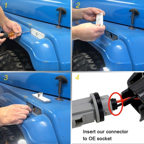 Luces de señalización laterales LED ahumadas para guardabarros delantero parachoques para Jeep Wrangler YJ 1987-1995 - Imagen 6 de 13