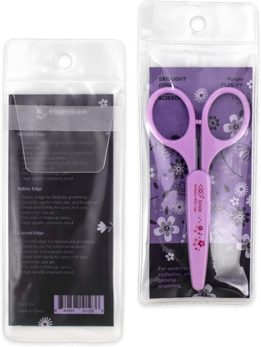 Eyebrow Scissors for Facial, Nose, Mustache & Beard Hair Trimming, Purple Long - Picture 6 of 12