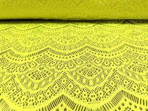 Lace Dress Fabric, per metre - Scalloped Frill - Fluorescent Yellow - Picture 2 of 3