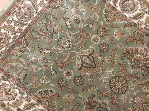4' X 6' Green Beige Agra Floral All Over Oriental Area Rug Hand Knotted Wool - Picture 9 of 12