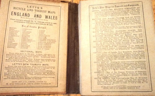 1883 LETT'S FAHRRADKARTE VON ENGLAND UND WALES GEFASST VERGOLDET GESTEMPELT DESIGN - Bild 7 von 7
