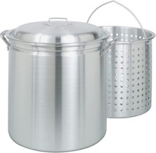 Bayou Classic 4042 42-qt Aluminum Stockpot w/Basket Features Domed Vented Lid