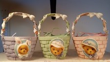 Cherished Teddies 1995 Baskets with Hand Painted Easter Eggs 156523 
