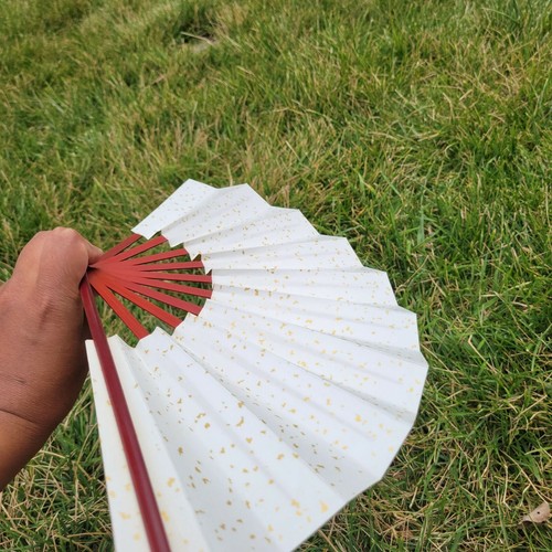 gold Japanese fan / flowers fan gold / Fans Japanese Handheld - Picture 7 of 8