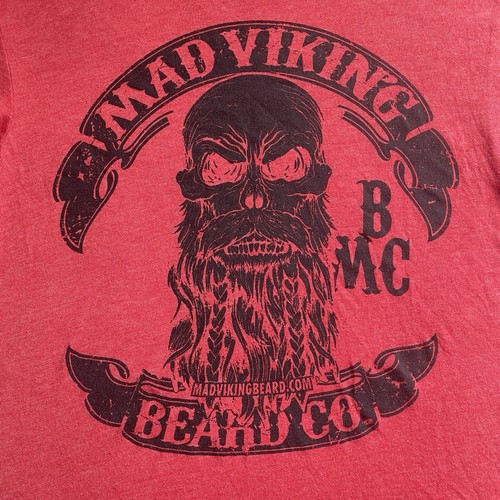 Mad Viking Beard Co T Shirt Mens Medium Red Short Sleeve Skull Lightweight RARE - Picture 6 of 10