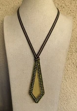 Tarina Tarantino Cord necklace Abstract Lucite Swarovski crystal Green Tone #5