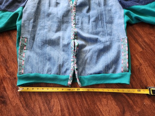 VINTAGE NATIVE AMERICAN INDIAN DENIM COTTON JACKET PATCHWORK SIZE 2XLARGE - Picture 12 of 14