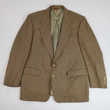 VTG Corbin 44R USA MADE Brown Houndstooth 100% Wool Two Button Blazer Jacket