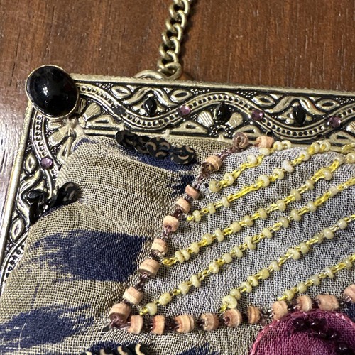 Bolso de mano Christiana vintage con cuentas de rayón bolso sin asas de metal y correa de cadena - Imagen 8 de 23