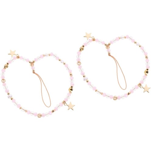 2 Count Mobile Phone Chain Cell Charm Strap Stone Beaded Cellphone - Zdjęcie 2 z 12